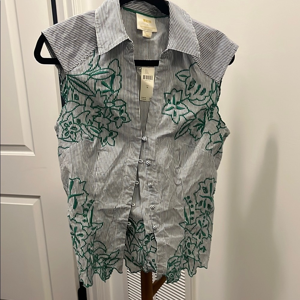 Maeve by anthropology button down embroidered shirt NWT